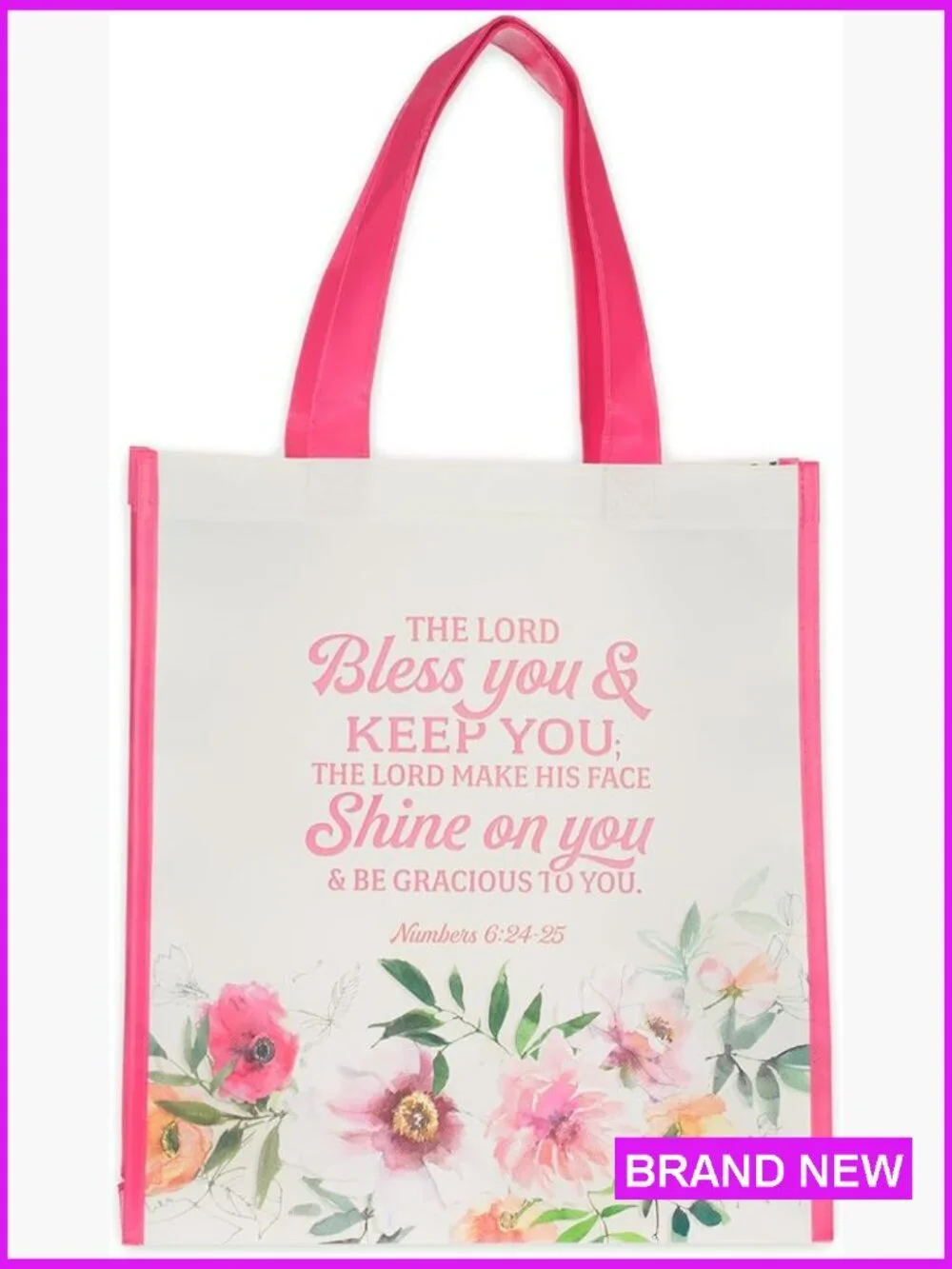 Reusable Shopping Tote Bag Tote Scripture Verse Floral Tote Grocery Bag